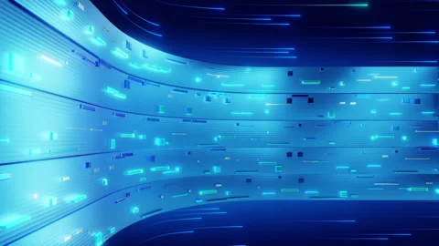 Futuristic Digital Technology Background with Glowing Data Streams Stock Footage 307225367