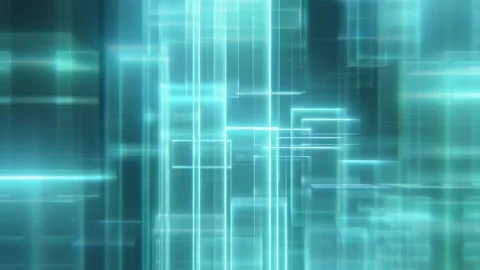 Futuristic Digital Technology Background with Glowing Cyan Data Grid 库存影片 331090410