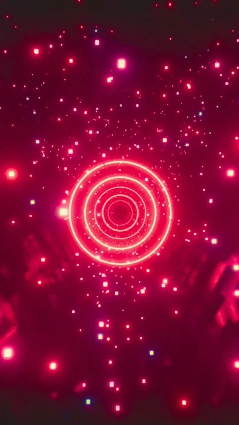 Futuristic digital technology background with glowing concentric circles and Video stock 347484503