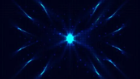 Futuristic digital technology background with glowing blue central light bu.. 스톡 일러스트