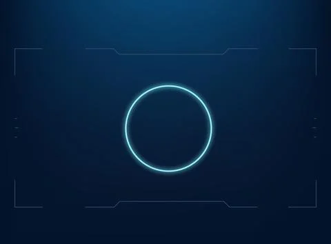 Futuristic digital technology background glowing neon blue circle in the ce.. Ilustración de archivo