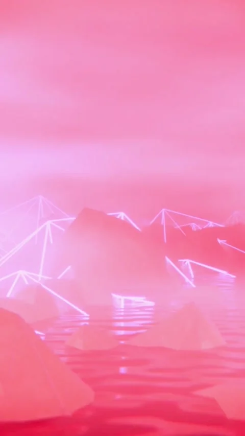 Futuristic digital technology background with neon light lines and pink hues for Stock-Footage 347484466