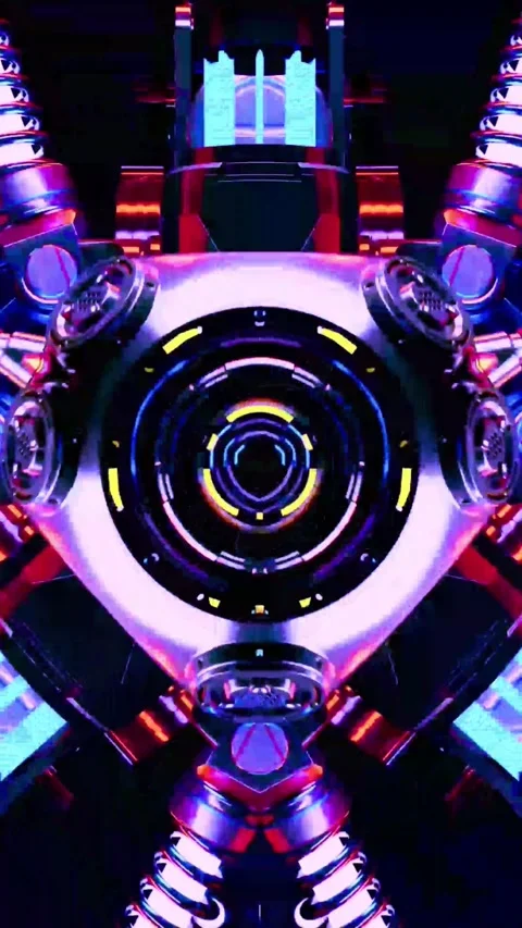 Futuristic digital technology background with neon lights and abstract shapes Stock-Footage 347484662