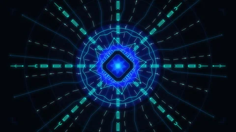 Futuristic digital technology cyber tunnel hud motion graphic loop Stock Footage 346738091