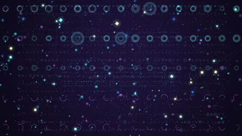 Futuristic Digital Technology Glowing Data Particles, Network Grid Animation Stock Footage 334043661