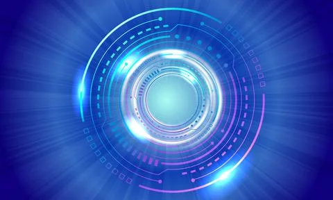 Futuristic digital technology interface background. vibrant circular HUD glowing Stock Illustration