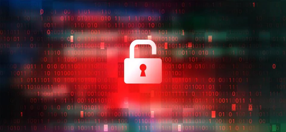 Futuristic Digital Technology Vector Background. Cyber Attack, Ransomware, Ma Stock Illustration