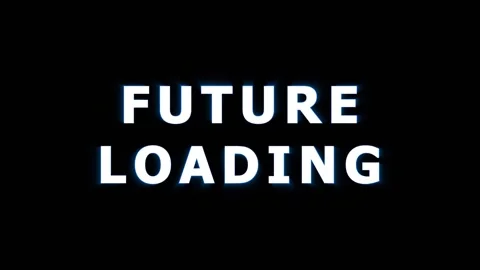 Futuristic digital text 'Future Loading' animates with glowing blue light a.. Video stock 344288593