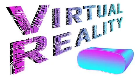 Futuristic digital text Virtual Reality with glasses in perspective isolated  Stock Illustration