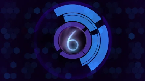 Futuristic Digital Timer Circular Rings Interface Stock Footage 318796902