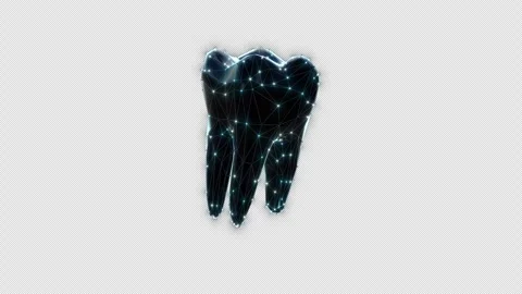 Futuristic Digital Tooth Rotation in Plexus Low Poly Style with Alpha Channel Video stock 320429551
