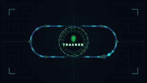 Futuristic digital tracking interface with hud and security shield Video stock 344852142