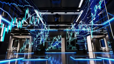 Futuristic Digital Trading Floor Cryptocurrency And Stock Market Data Stock Footage 307168825