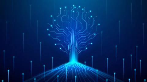 Futuristic digital tree concept Illustrazione stock