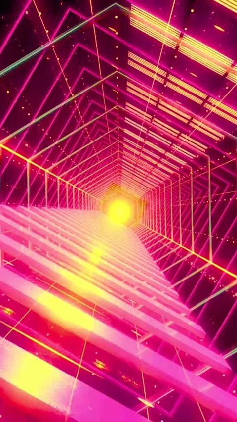 Futuristic digital tunnel background with glowing neon lines for technology and Stock-Footage 347484890