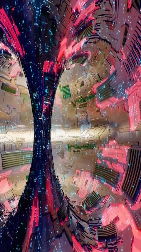Futuristic digital tunnel background. Looping abstract tech animation Vídeo Stock 339778466