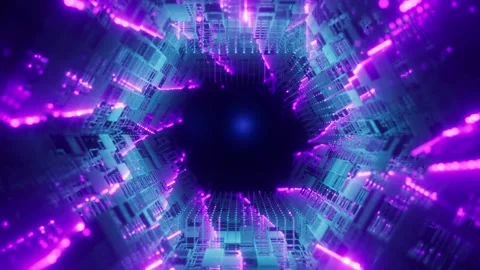 Futuristic digital tunnel with dots motion background loop animated Stock Footage 325851865