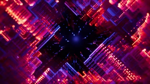Futuristic digital tunnel with dots motion background loop animated Stock Footage 325851915