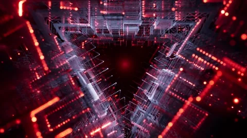 Futuristic digital tunnel with dots motion background loop animated Stock Footage 325851991