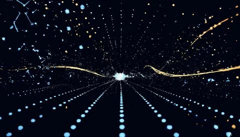 Futuristic digital tunnel perspective with glowing data points Иллюстрация