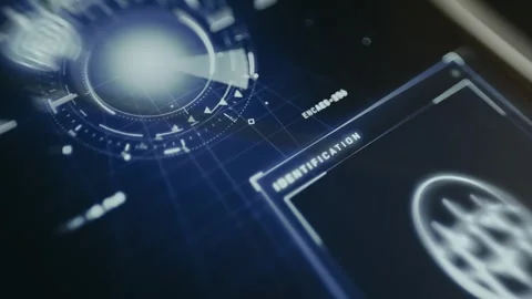 Futuristic digital user interface for a biometric identification Stock Footage 334934233