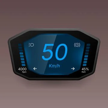 Futuristic Digital Vehicle Dashboard Speedometer User Interface Design Stock Illustration