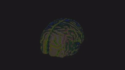 Futuristic digital virtual brain animation. Rotating artificial intelligence Stockillustratie