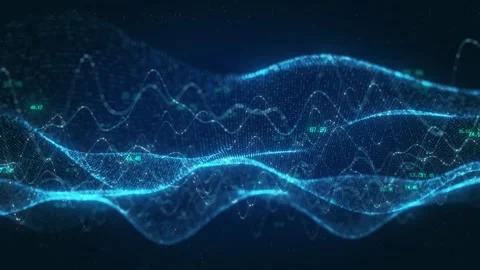 Futuristic Digital Wave Abstract Technology Concept with Data Flow and Codi.. Stock Footage 247456541