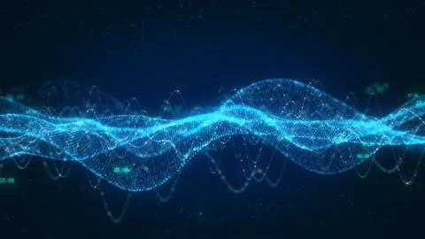 Futuristic Digital Wave Abstract Technology Concept with Data Flow and Codi.. 写真素材
