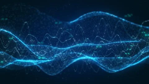 Futuristic Digital Wave Abstract Technology Concept with Data Flow and Codi.. 写真素材