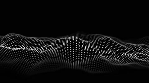 Futuristic digital wave. Dark cyberspace. Abstract wave with dots and line. Stock Footage 162405109