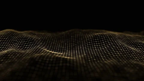 Futuristic digital wave. Dark cyberspace. Abstract wave with dots and line. Stock Footage 162406599