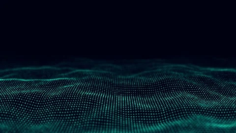 Futuristic digital wave. Dark cyberspace. White moving particles. 動画素材 162406797