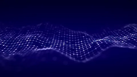 Futuristic digital wave. Dark cyberspace. Abstract wave with dots and line. Stock Footage 162545121