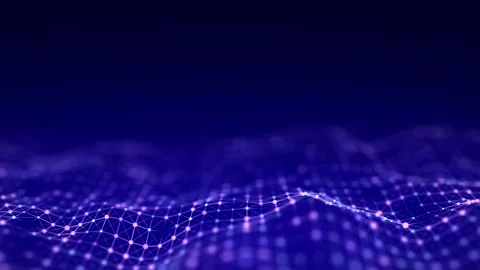 Futuristic digital wave. Dark cyberspace. Abstract wave with dots and line. Stock Footage 162545154