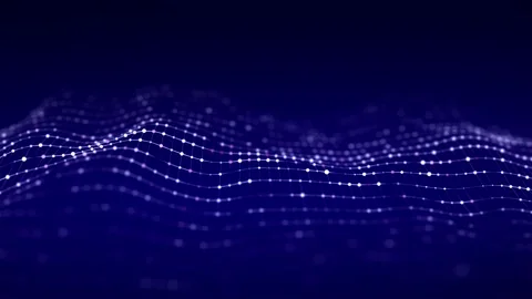 Futuristic digital wave. Dark cyberspace. Abstract wave with dots and line. Stock Footage 162545157