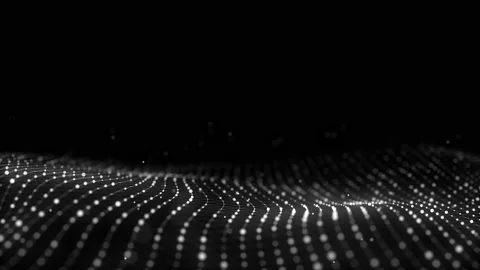 Futuristic digital wave. Dark cyberspace. Abstract wave with dots. Stock Footage 207737555