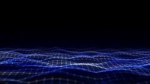 Futuristic digital wave. Dark cyberspace. Abstract wave with dots and line. Видео 248355689
