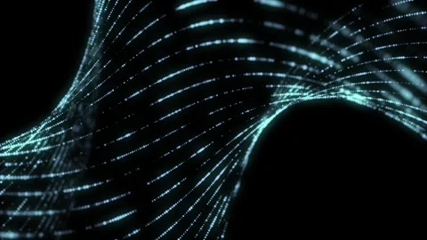 Futuristic digital wave with dots. Dark cyberspace. Abstract music background. Stock Footage 240189636