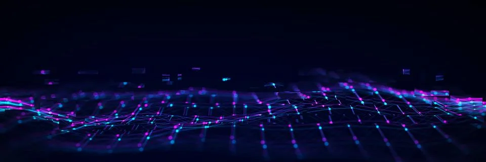 Futuristic digital wave with glitch effect. Concept of noise in cyberspace... Stock Illustration