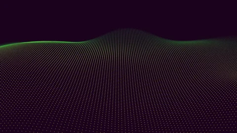Futuristic digital wave of glowing particles forming abstract 3d landscape Stock Footage 334139592