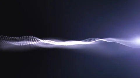 Futuristic Digital Wave Particles Flow Background Video stock 266876584