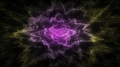 Futuristic digital wave with top view. Dark cyberspace. Particle explosion. Видео 270416579