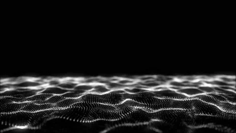 Futuristic digital wave. White moving particles on a black background. Stock Footage 229118844