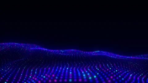 Futuristic digital wave. White moving particles on a black background. 動画素材 229125496