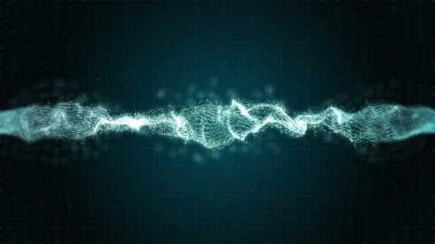 Futuristic Digital Waveform Animation – Abstract Particle Grid Sound Flow Stock Footage 306575950