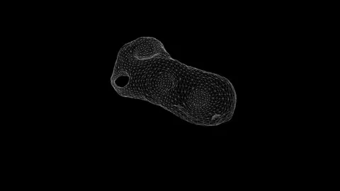 Futuristic Digital Wireframe of an Abstract 3D Shape on Black Background Stock Footage 341778562