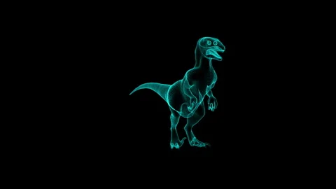 Futuristic Digital Wireframe Dinosaur Illustration on Black Background 库存影片 342316229
