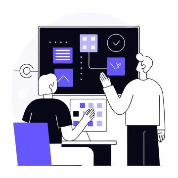 Futuristic Digital Workspace with Interactive Screen Stock Illustration