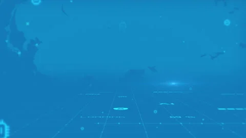 Futuristic Digital World Map with Blue Technology Grid Overlay Stock Footage 341532230